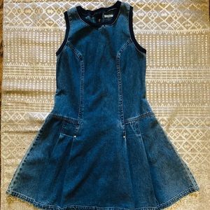 Life Basics Denim Pleated Dress Cinch Waist